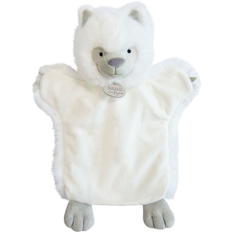  - marionnette loup blanc 25 cm 